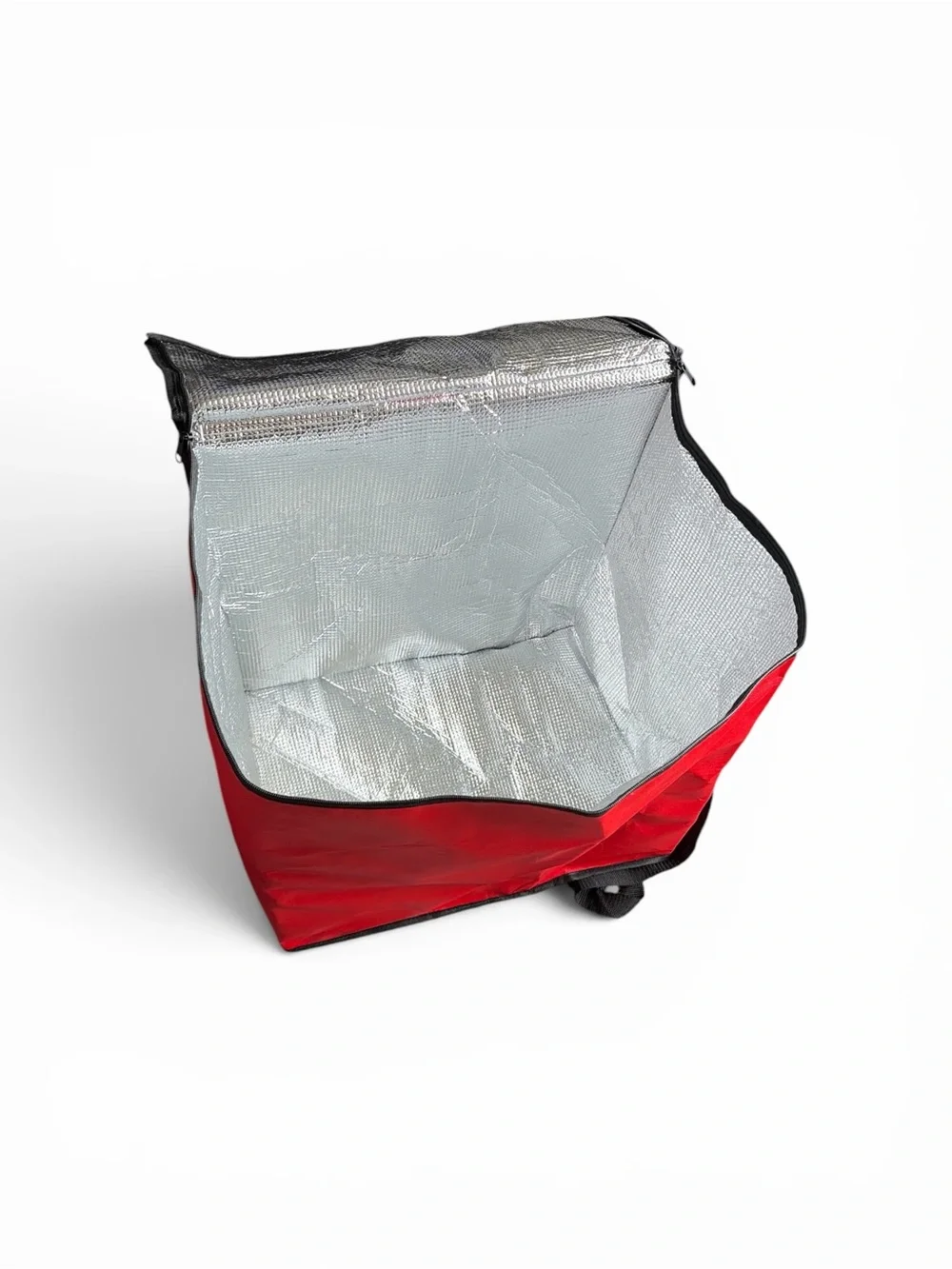 Large Red Insulated Delivery Tote Bag with Black Trim